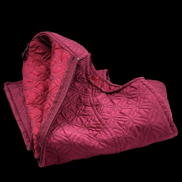 Quilted Diamond Pattern Sleeveless Vest With Full Zip Closure In Raspberry Pink - Picture 7 of 13